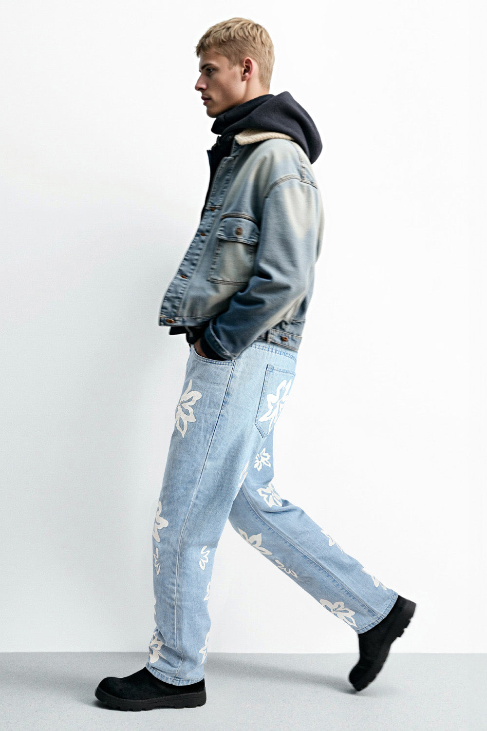 Men's Straight Jean - Blue & Printed