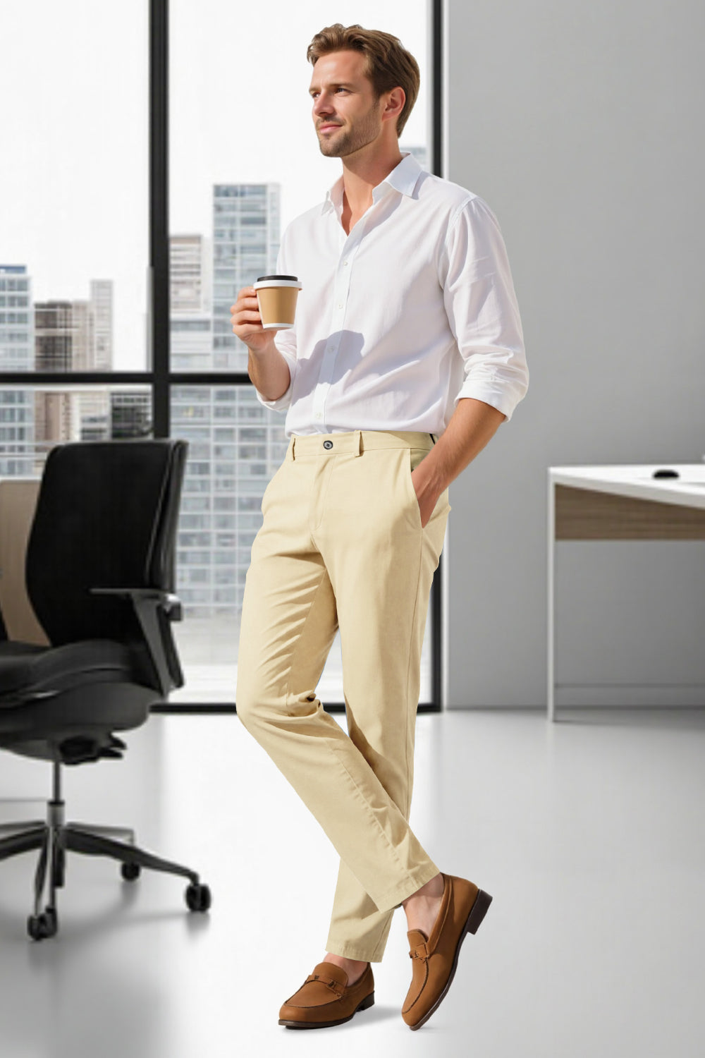 Herren Freizeithose - Cremeblau