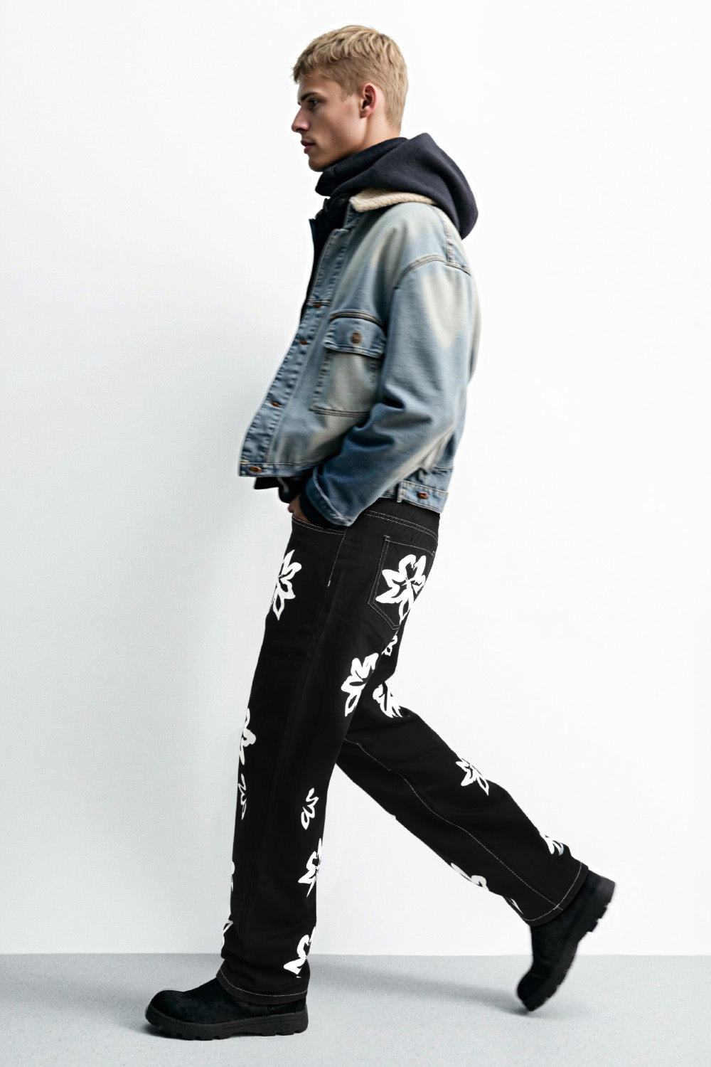 Men's Straight Jean - Black & Printed