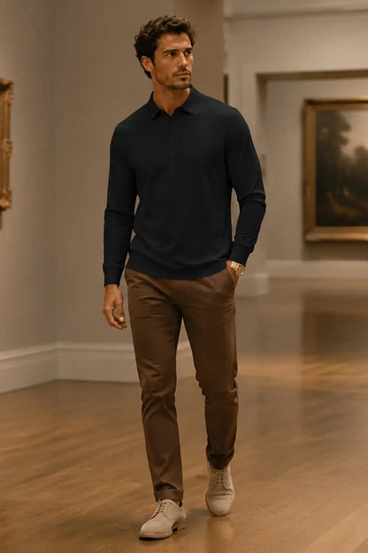 Camiseta de algodón mercerizado para hombre - Verde militar
