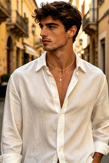 Men's Casual Linen Shirts - White