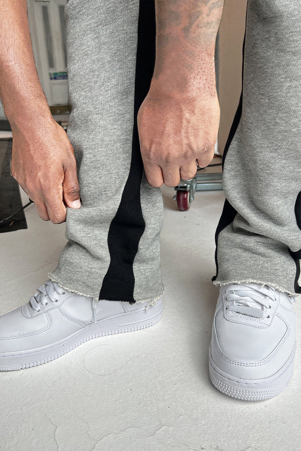 Contrast Bootcut Sweatpants - Grey