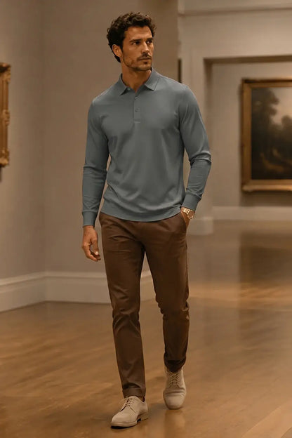 Camiseta de algodón mercerizado para hombre - Verde militar