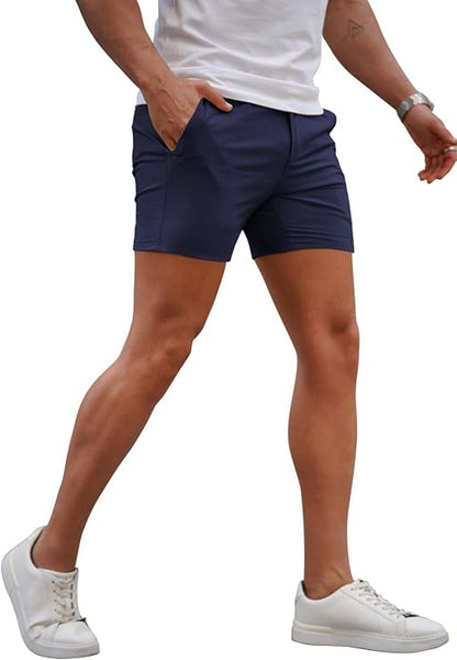 Mens Navy Blue Stretch Chino Short