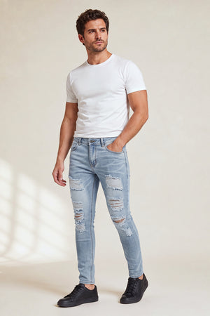 Men Stretch Skinny Jeans - Light Blue