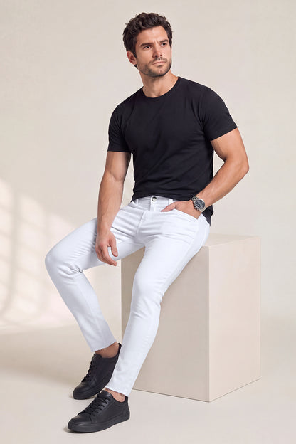 Jeans skinny elasticizzati da uomo - bianchi