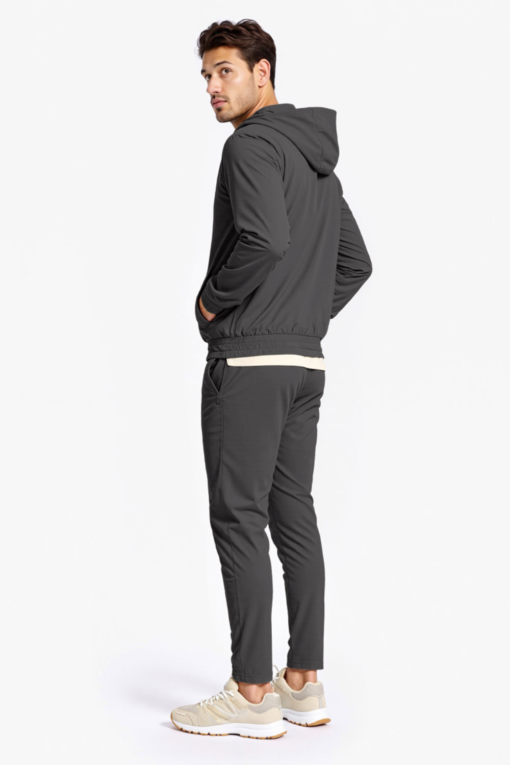 Men's Casual Hoodie Set - Dark Grey