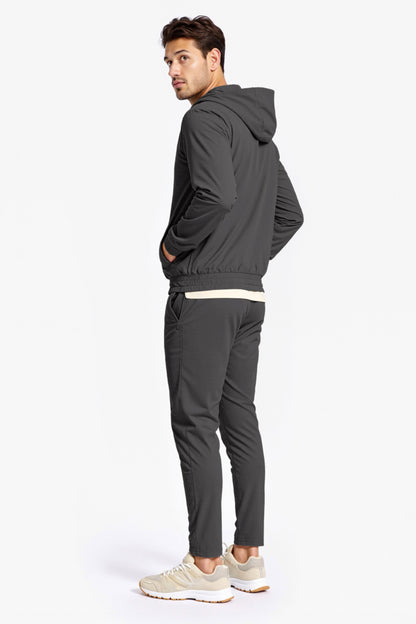 Men's Casual Hoodie Set - Dark Grey