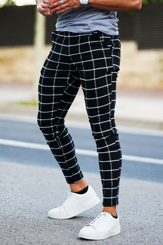 Buy 2 Free Shipping Men's Black And White Checkered Pants