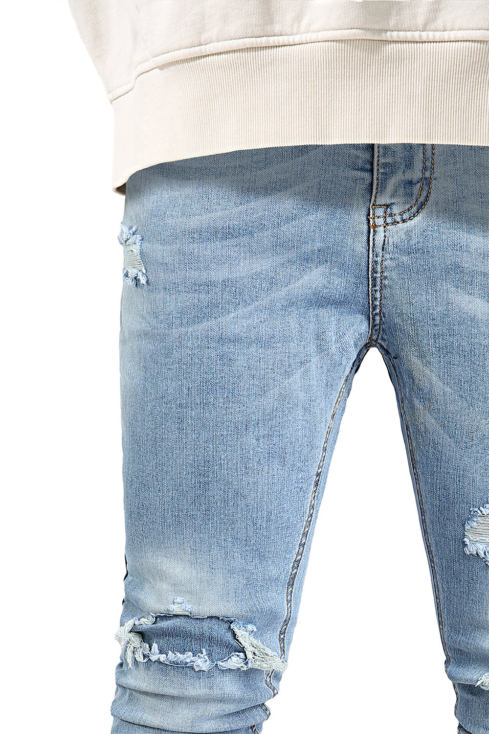 Men's Stretch Skinny Jean - Ripped & Blue