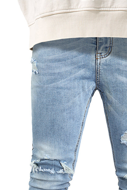 Men's Stretch Skinny Jean - Ripped & Blue