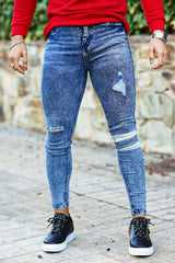blue ripped skinny jeans