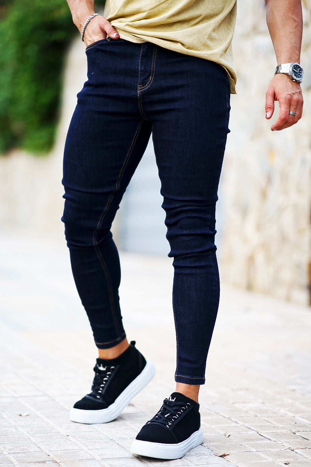men's stacked skinny jeans