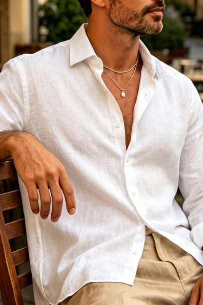 Men's Casual Linen Shirts - White