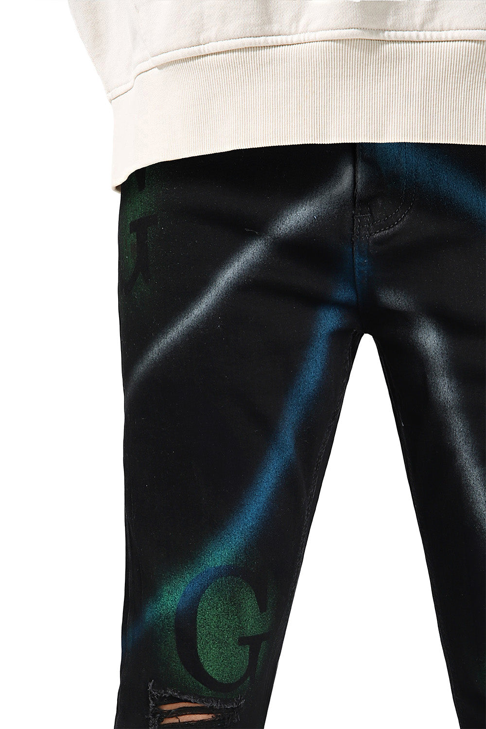 Men Spray Painting Skinny Jean - Black