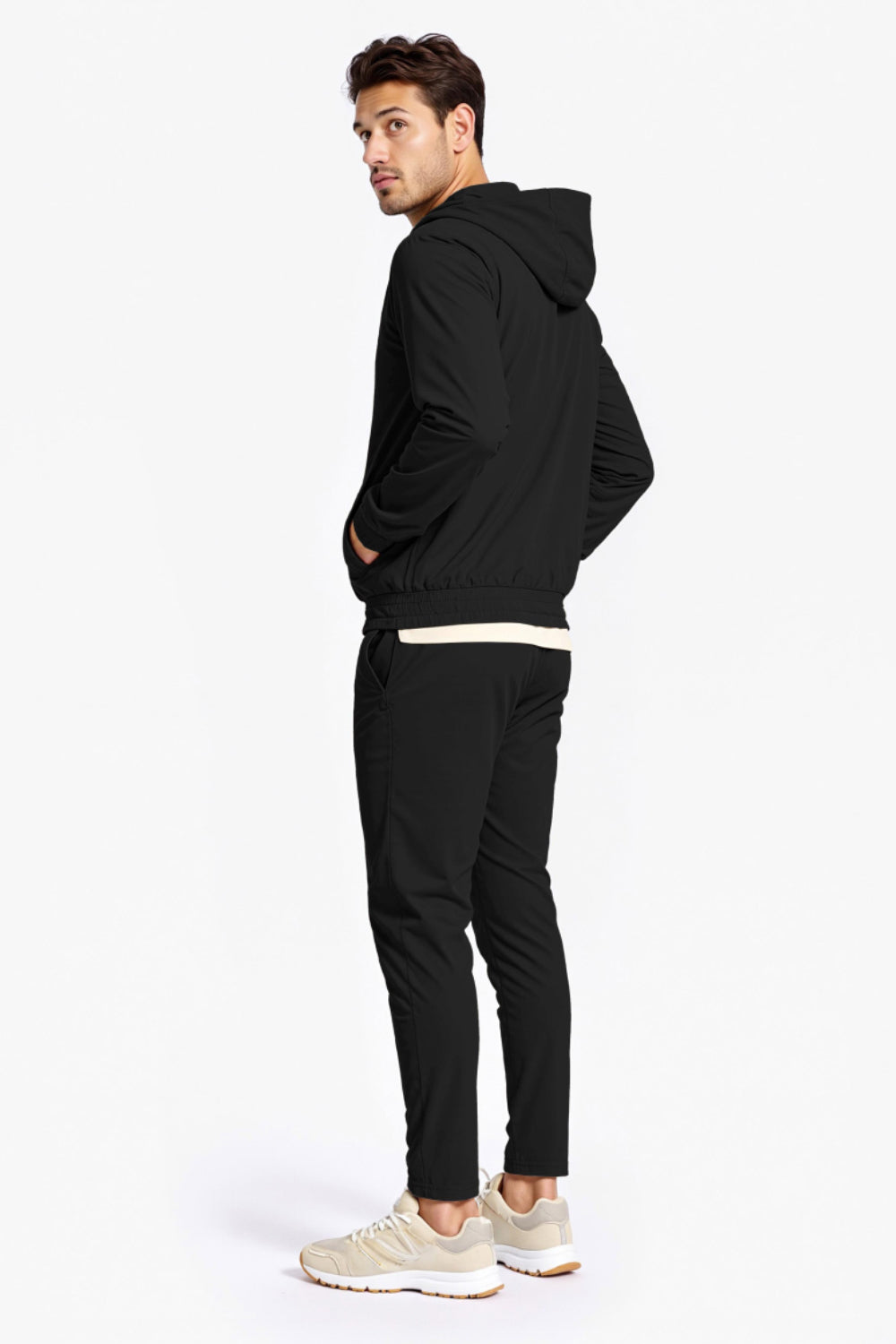 Men's Casual Hoodie Set - Black