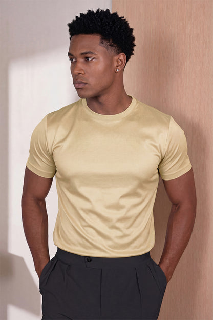 Men's Mercerized Cotton T-Shirt - Light Khaki