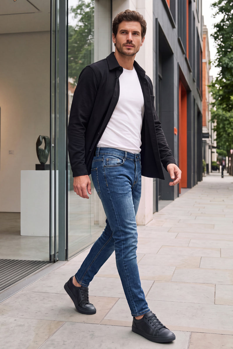 Jean bleu super skinny pour hommes