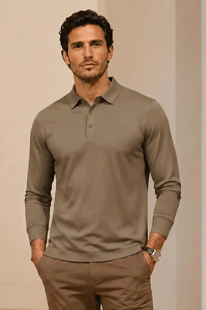 Camiseta de algodón mercerizado para hombre - Verde militar