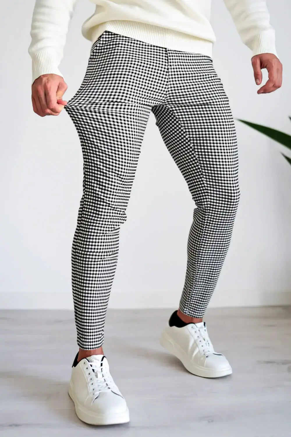White And Grey Striped Pants