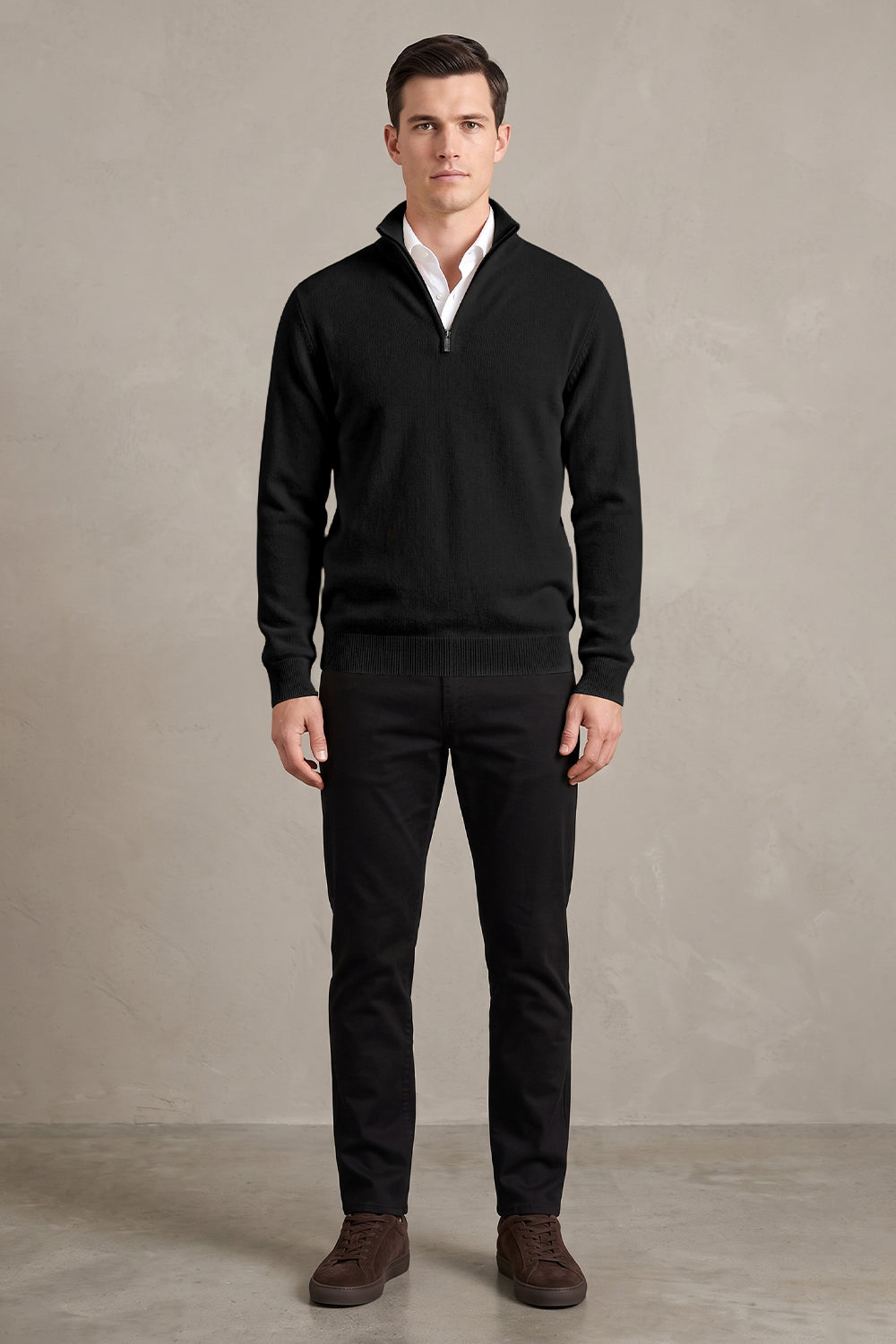 Men's Quarter-Zip Knit Sweater | Lightweight Slim Fit Pullover