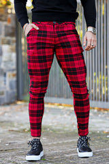  Red And Black Plaid Chino Pants