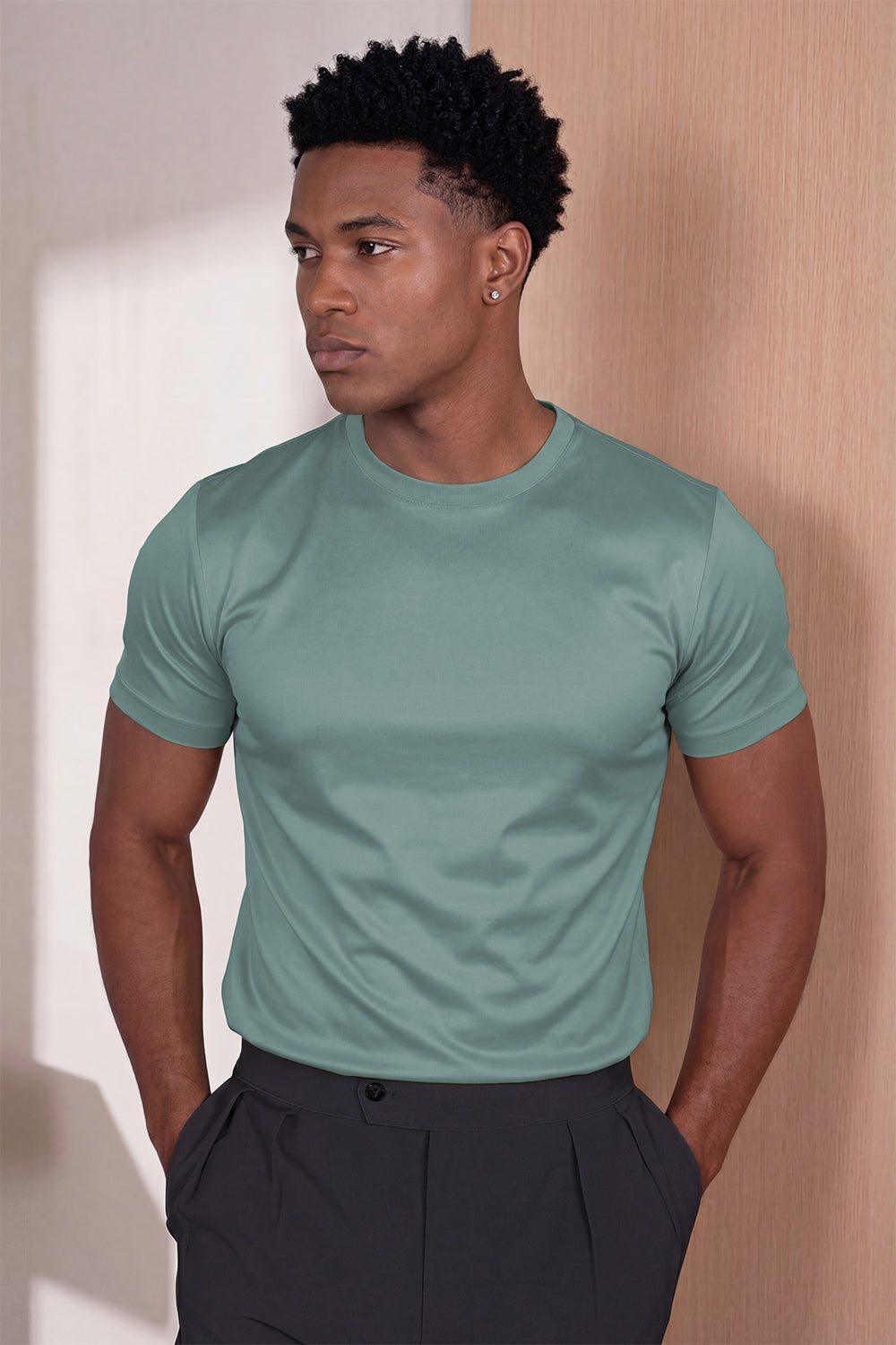 Men's Mercerized Cotton T-Shirt - Teal Green