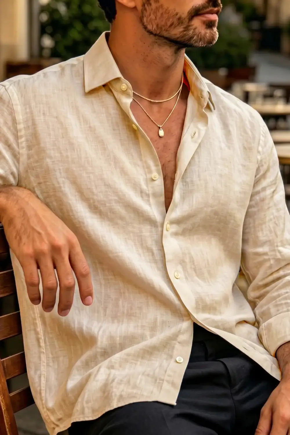 Men's Casual Linen Shirts - Khaki