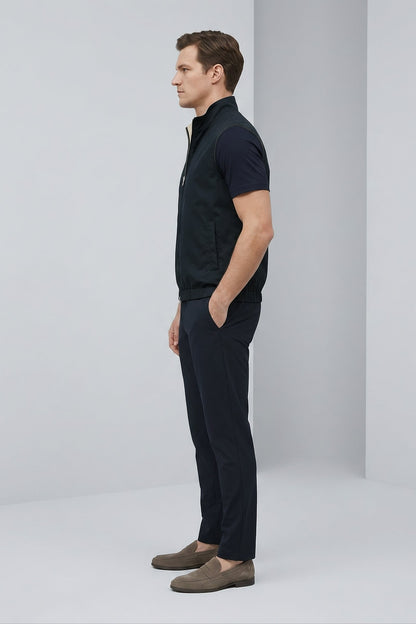 Men's 3-Piece Casual Set with Reversible Vest - Dark Navy