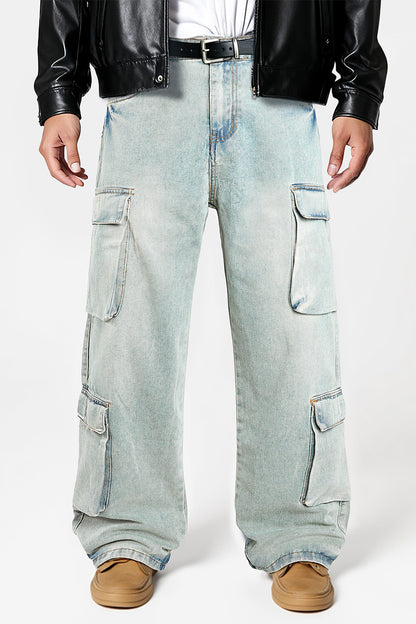 Men's Loose Jean With Pocket - Light Blue