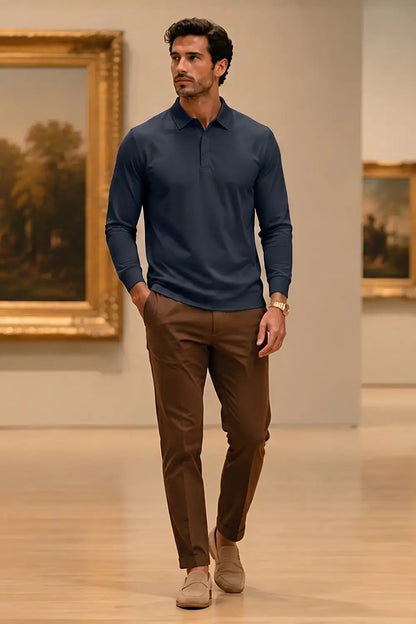 Camiseta de algodón mercerizado para hombre - Verde militar