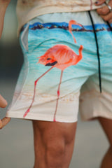 Mens Comfortable Swim Trunks Beachwear-Flamingo