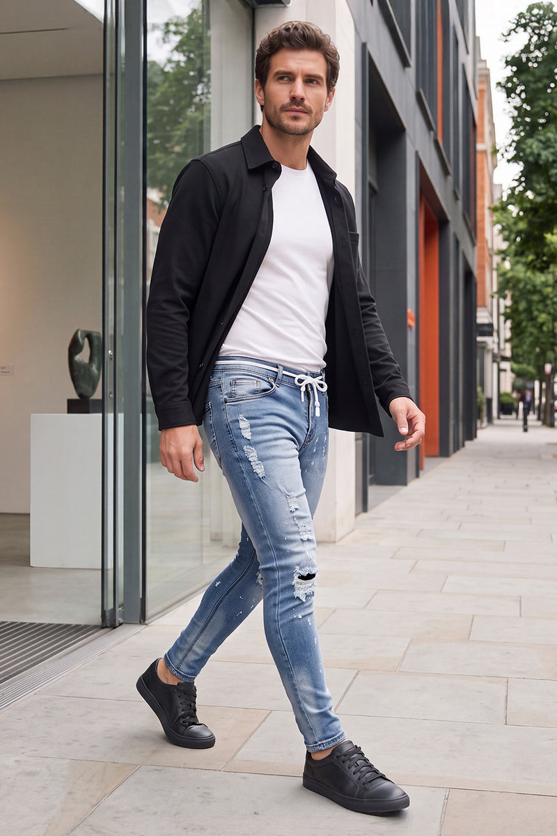 Men's Drawstring Sculpt Skinny Jean - Light Blue