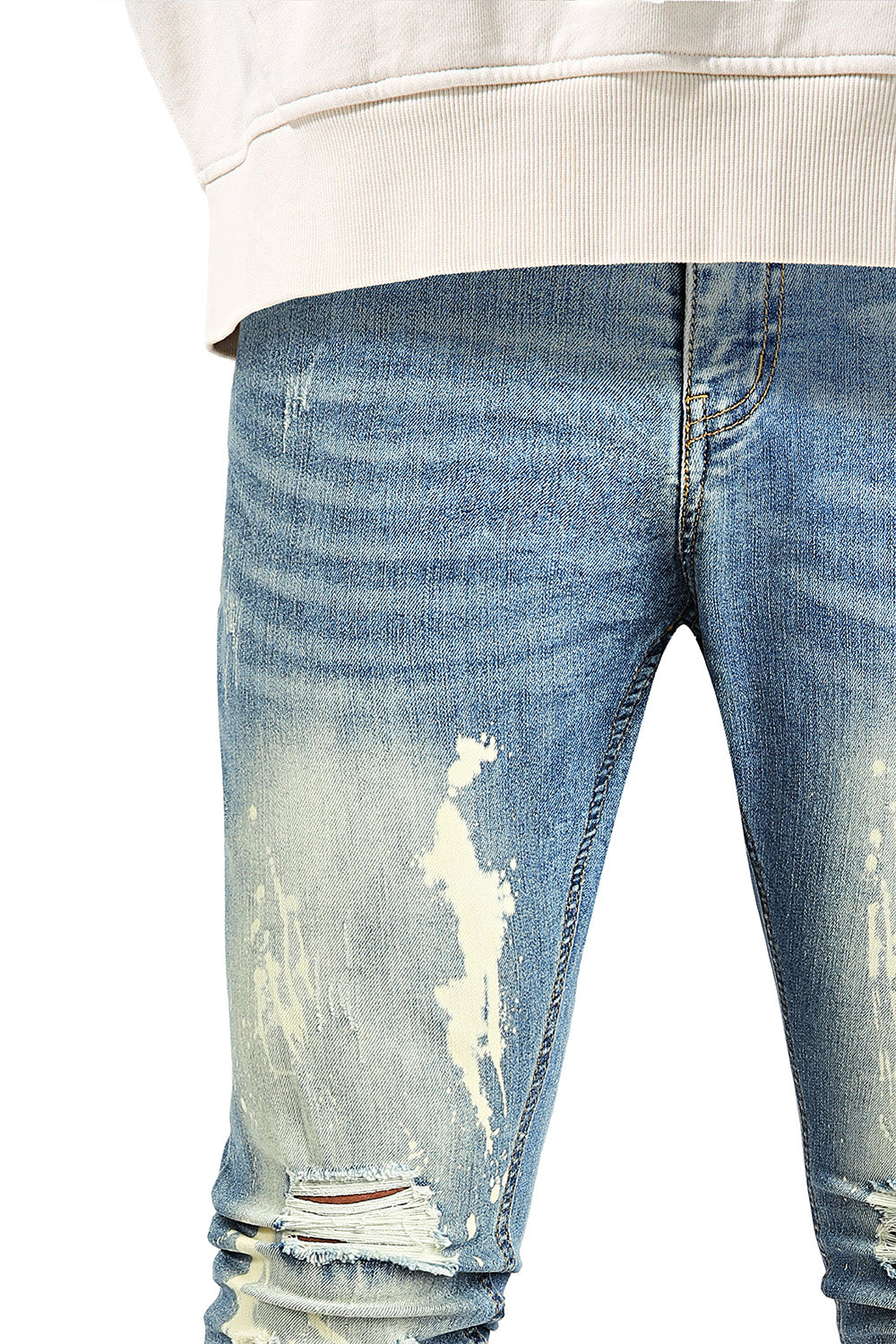 Men's Ripped Spray Paint Skinny Jean - Blue