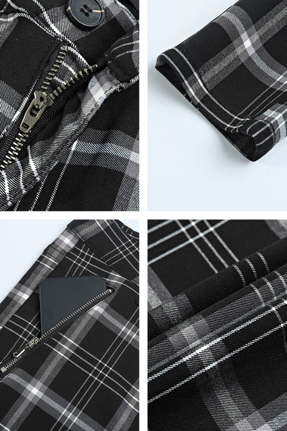 Mens Plaid Skiny Pant - Black & White