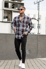 GINGTTO Men's black and red plaid shirts (pre-sale)