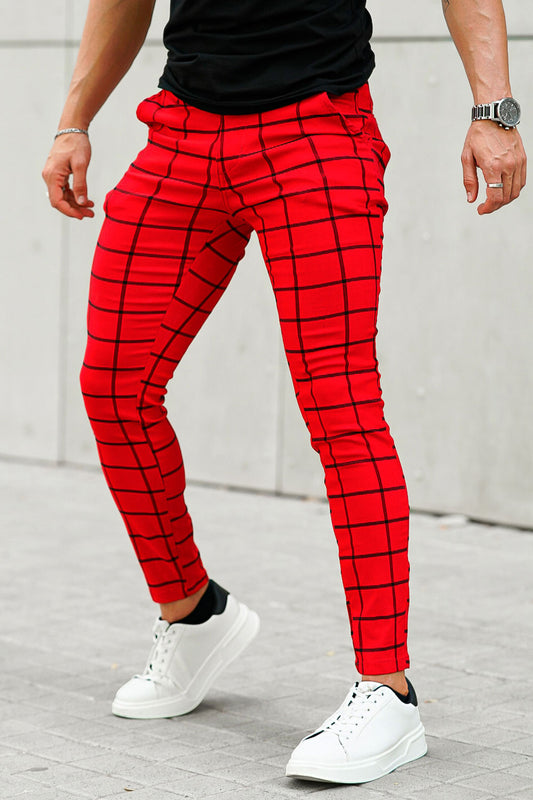 men's red plaid pants