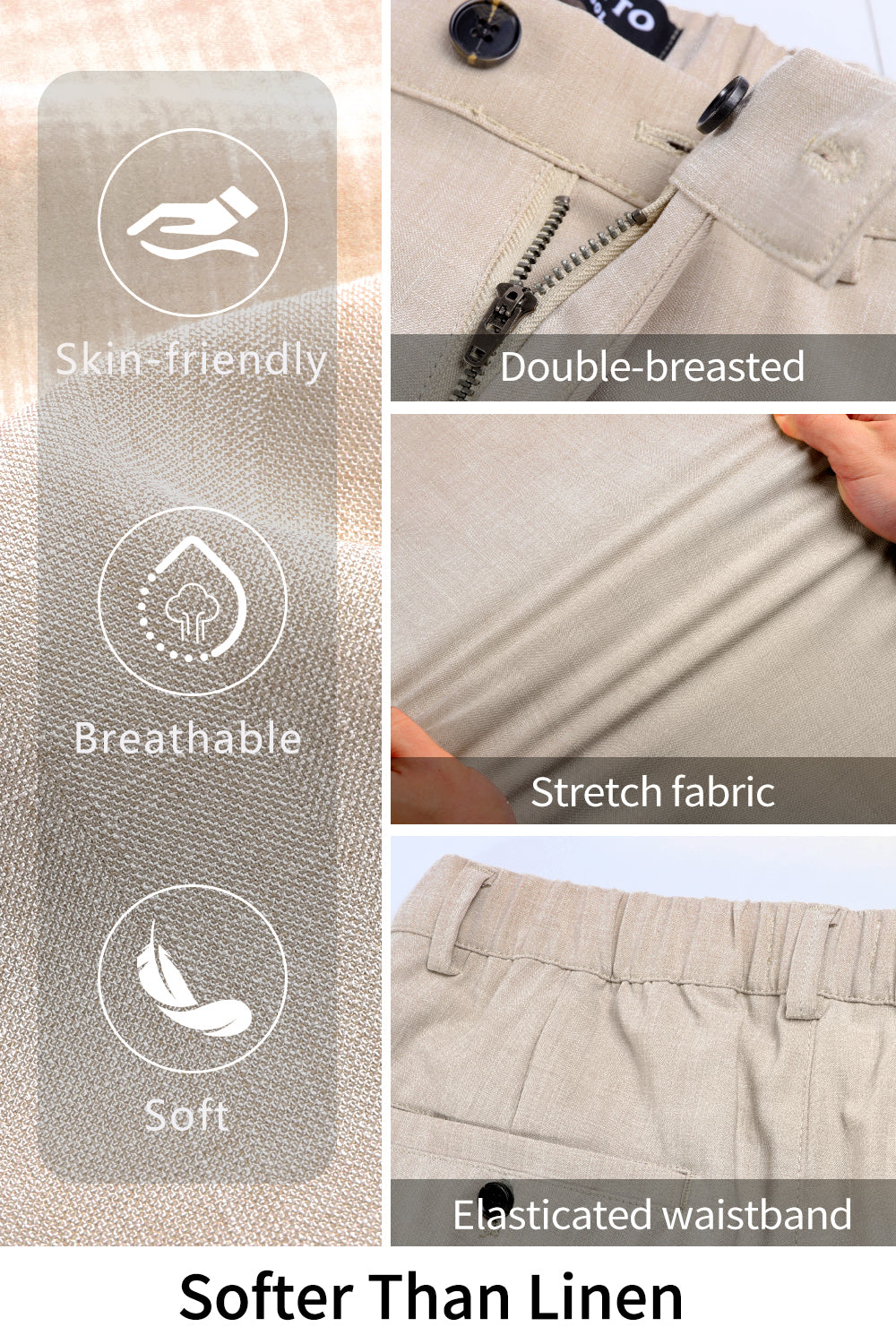 Mens Linen Modern Slim Travel Pant