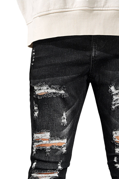 Super Stretch Skinny Jeans für Herren – Zerrissen &amp; Schwarz