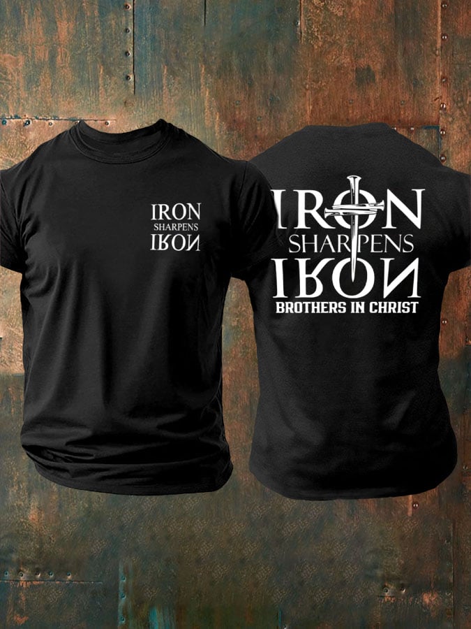 Hot Sale Picks Men's Iron Sharpen Iron Printed Christian T-shirt