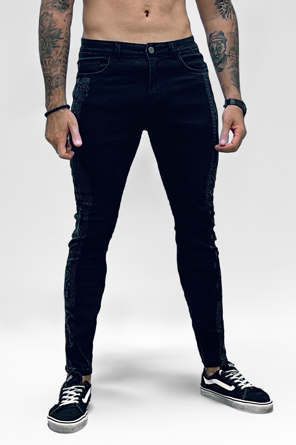 Jeans skinny tie-dye-Jeans elasticizzati neri