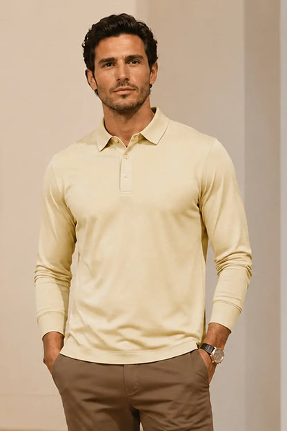 Camiseta de algodón mercerizado para hombre - Verde militar