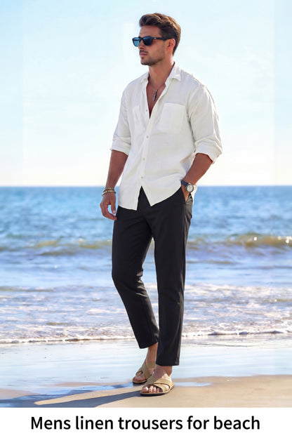 Mens Linen Modern Slim Travel Pant