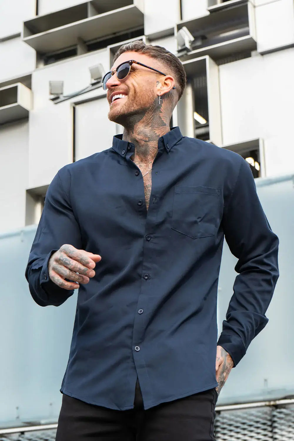 Slim fit overhemd voor heren - l / marineblauw Slim fit overhemd voor heren - l / marineblauw