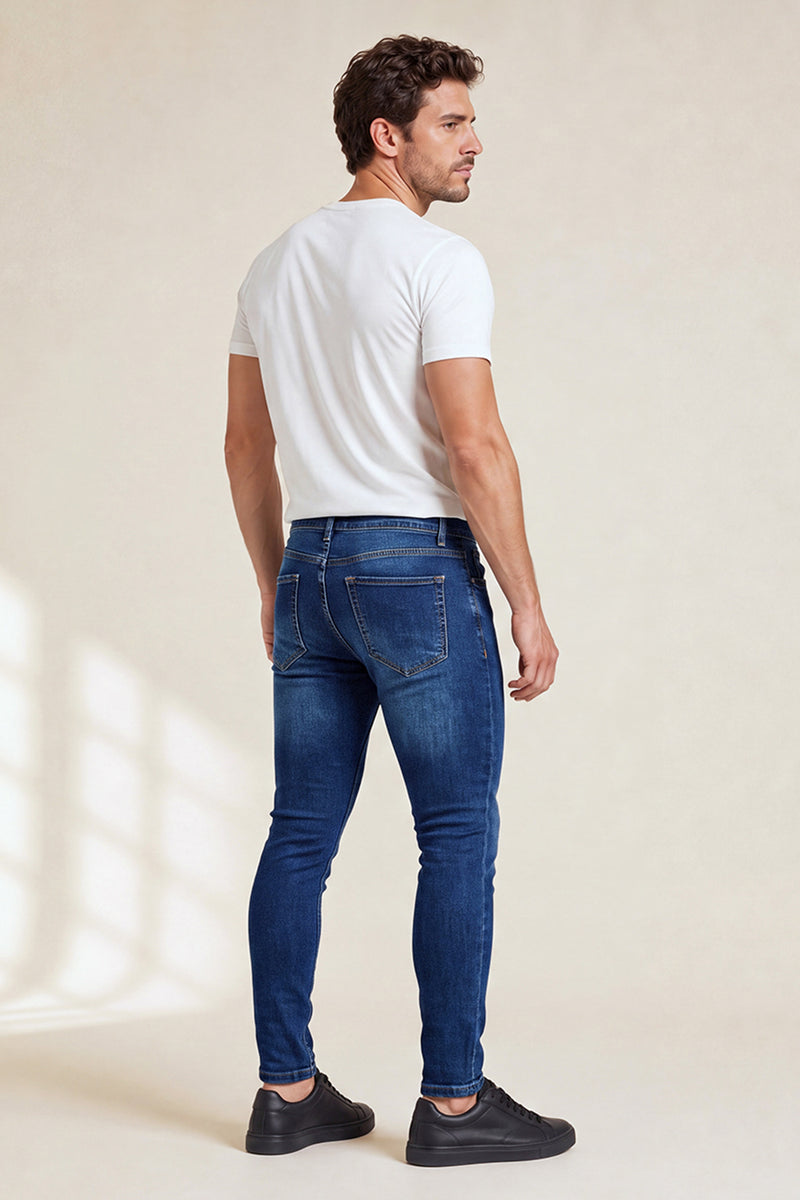 Mens Ripped Skinny Jean - Blue