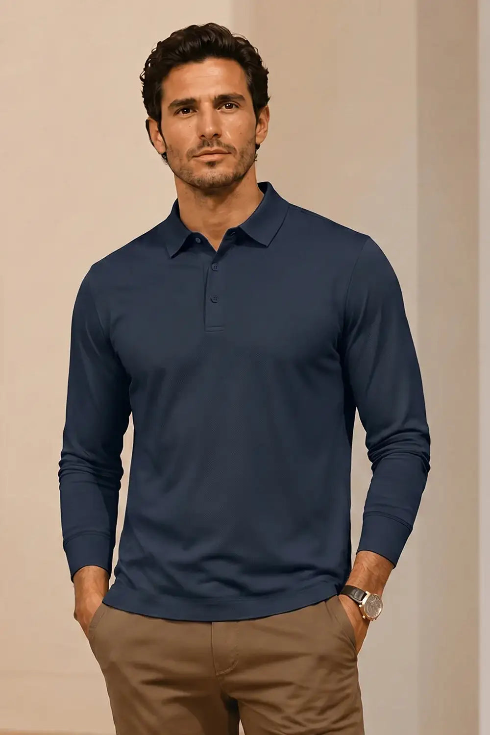Camiseta de algodón mercerizado para hombre - Verde militar