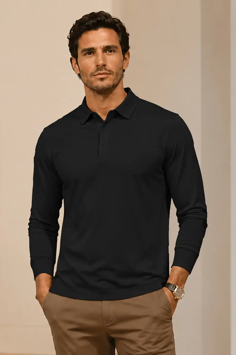 Camiseta de algodón mercerizado para hombre - Verde militar