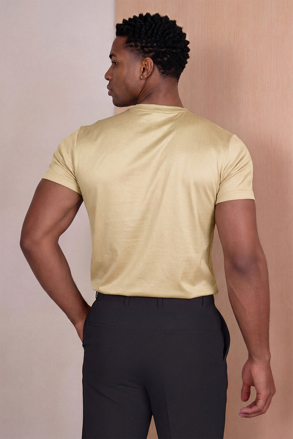 Men's Mercerized Cotton T-Shirt - Light Khaki