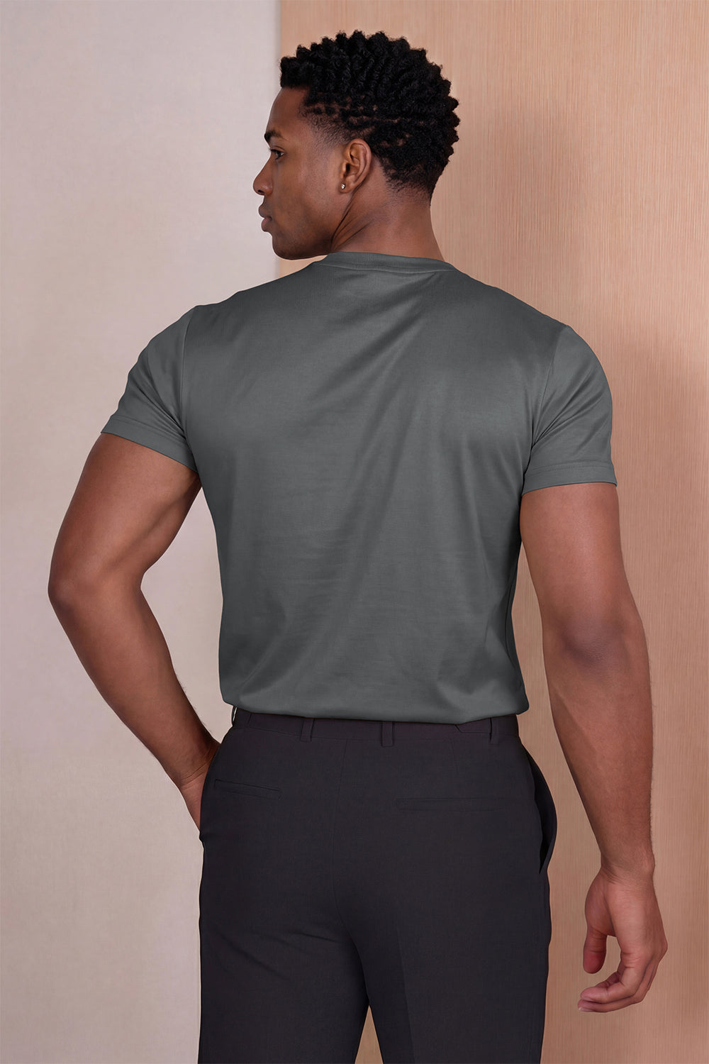 Camiseta de algodón mercerizado para hombre - Gris topo medio