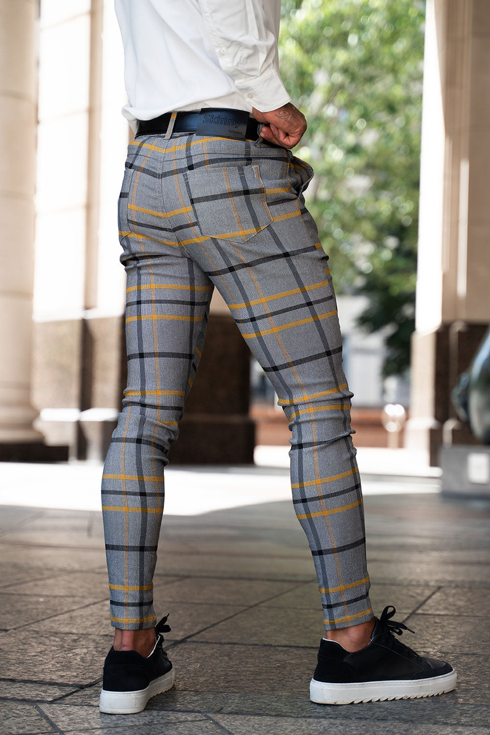 Striped top chino pants